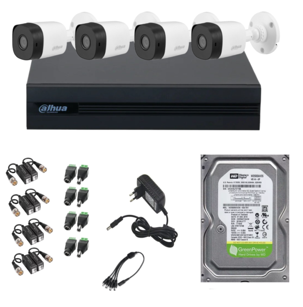 Kit 4 canales Dahua 1080p con Bullet y disco de 500GB